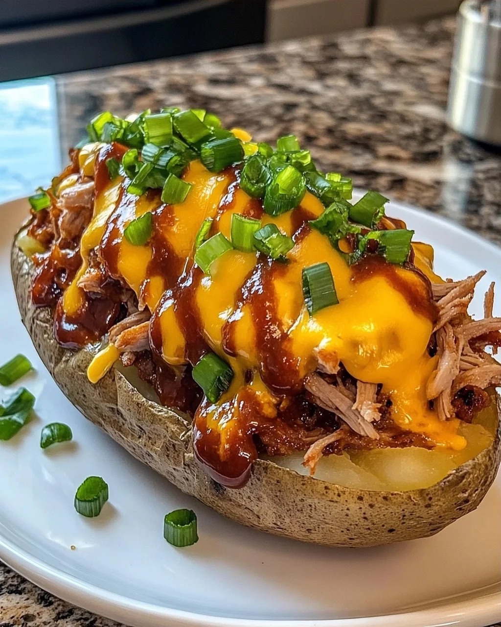 BBQ Pulled Pork Loaded Baked Potato