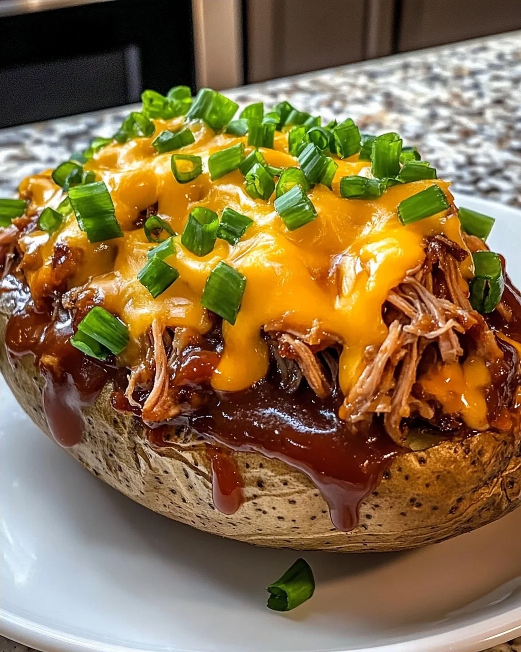 BBQ Pulled Pork Loaded Baked Potato
