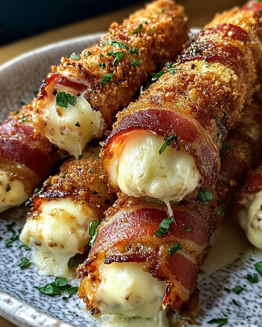 Bacon-Wrapped Crispy Mozzarella Sticks