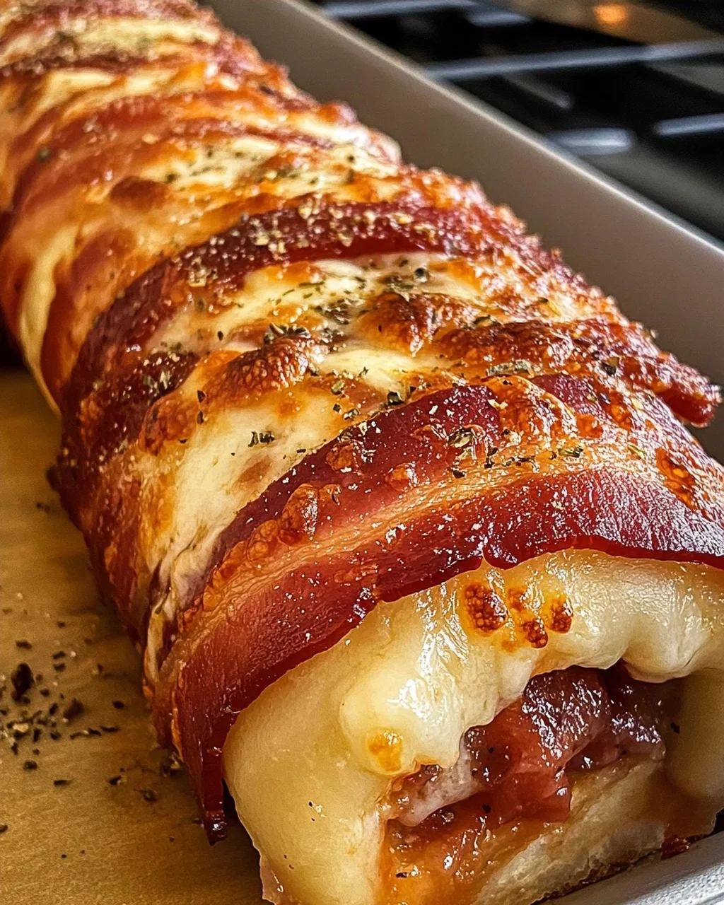 Bacon Wrapped Pizza Roll