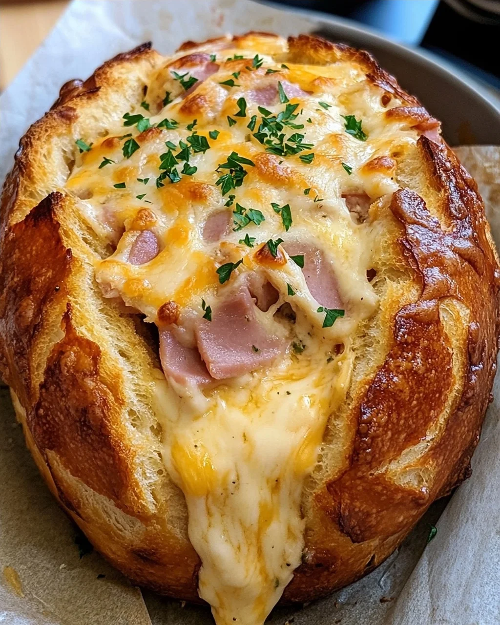 Baked Ham and Chicken Stuffed Bread