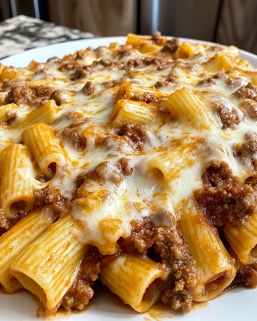 Baked Rigatoni with Meat Sauce and Cheese