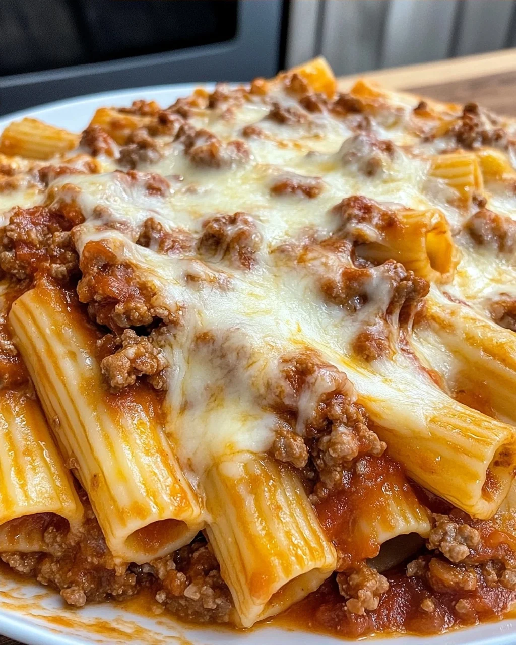 Baked Rigatoni with Meat Sauce and Cheese