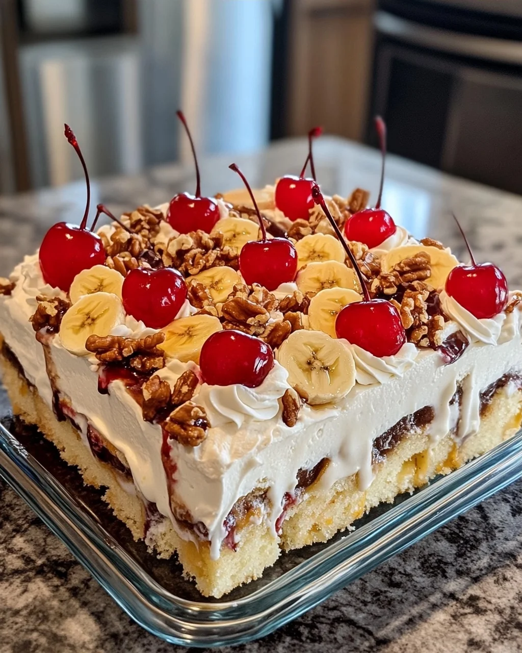 Banana Split Poke Cake