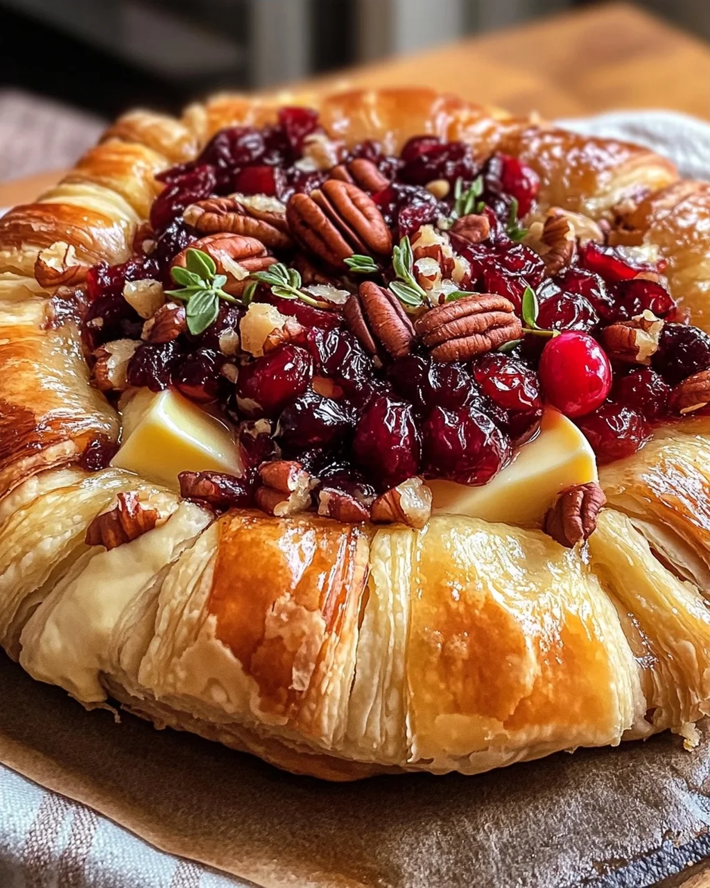 Brie and Cranberry Puff Pastry Ring