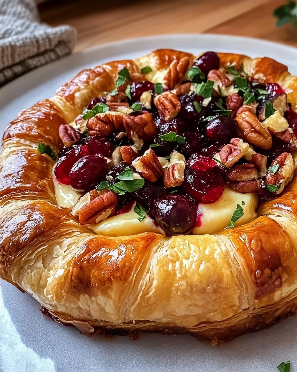 Brie and Cranberry Puff Pastry Ring