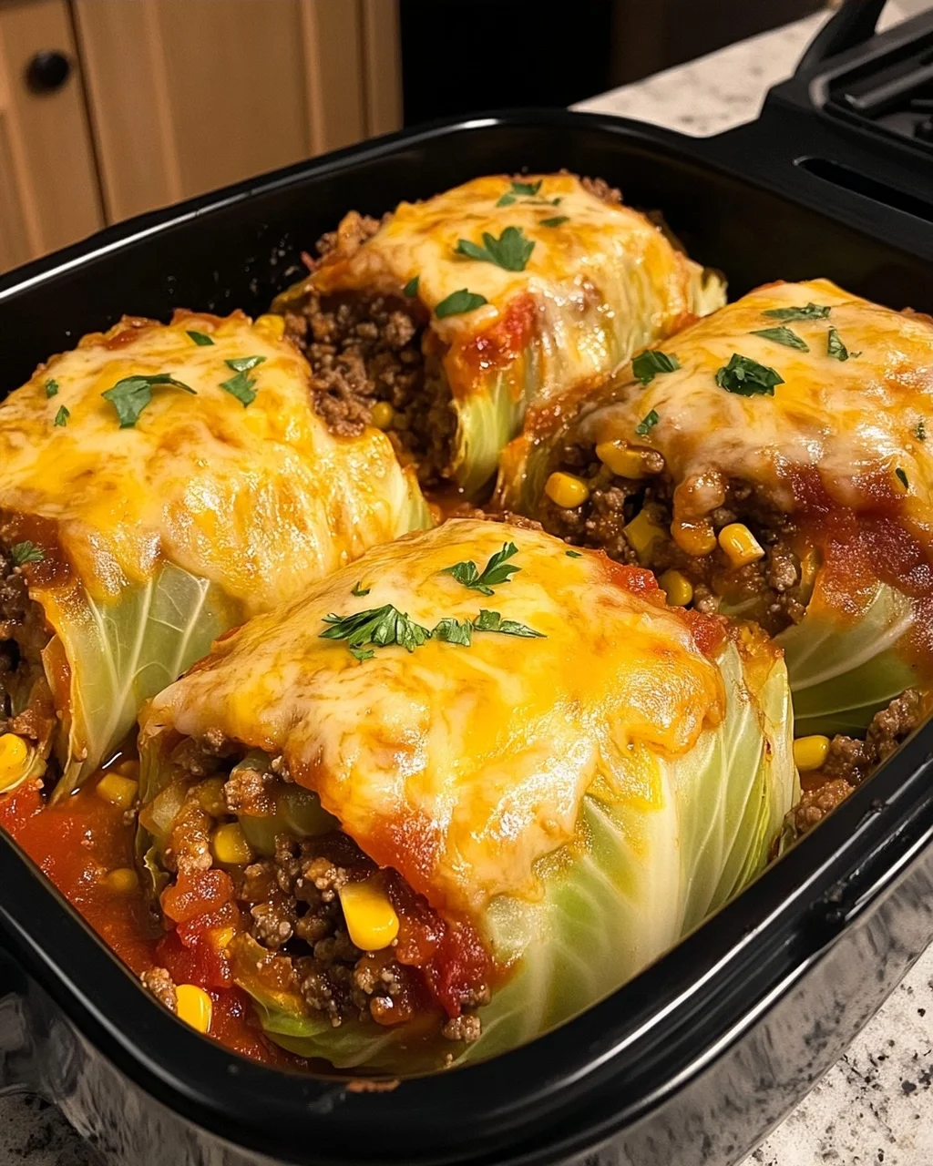 Cabbage Rolls with Ground Beef and Cheese