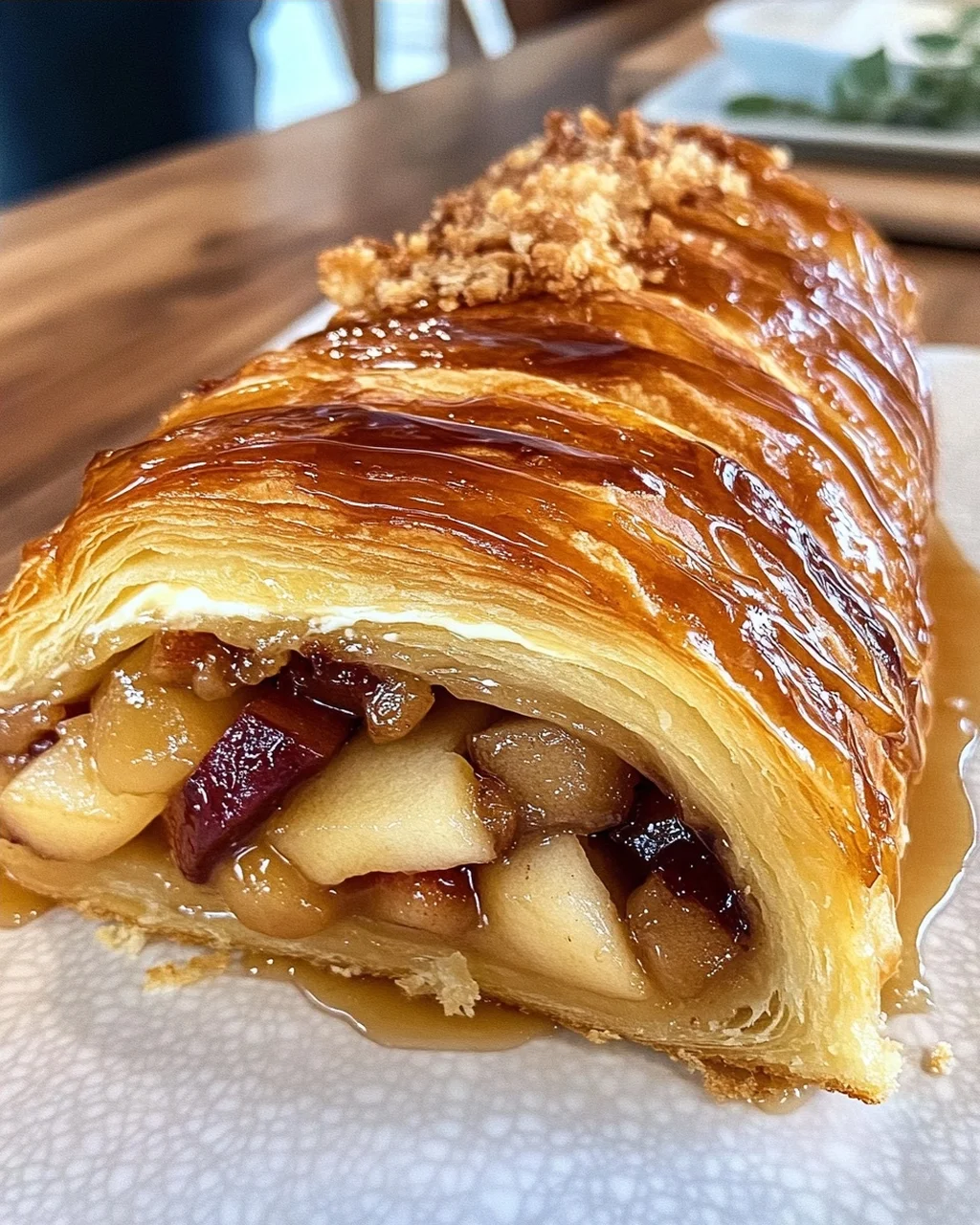 Caramel Apple Croissant Roll with Cream Cheese Filling