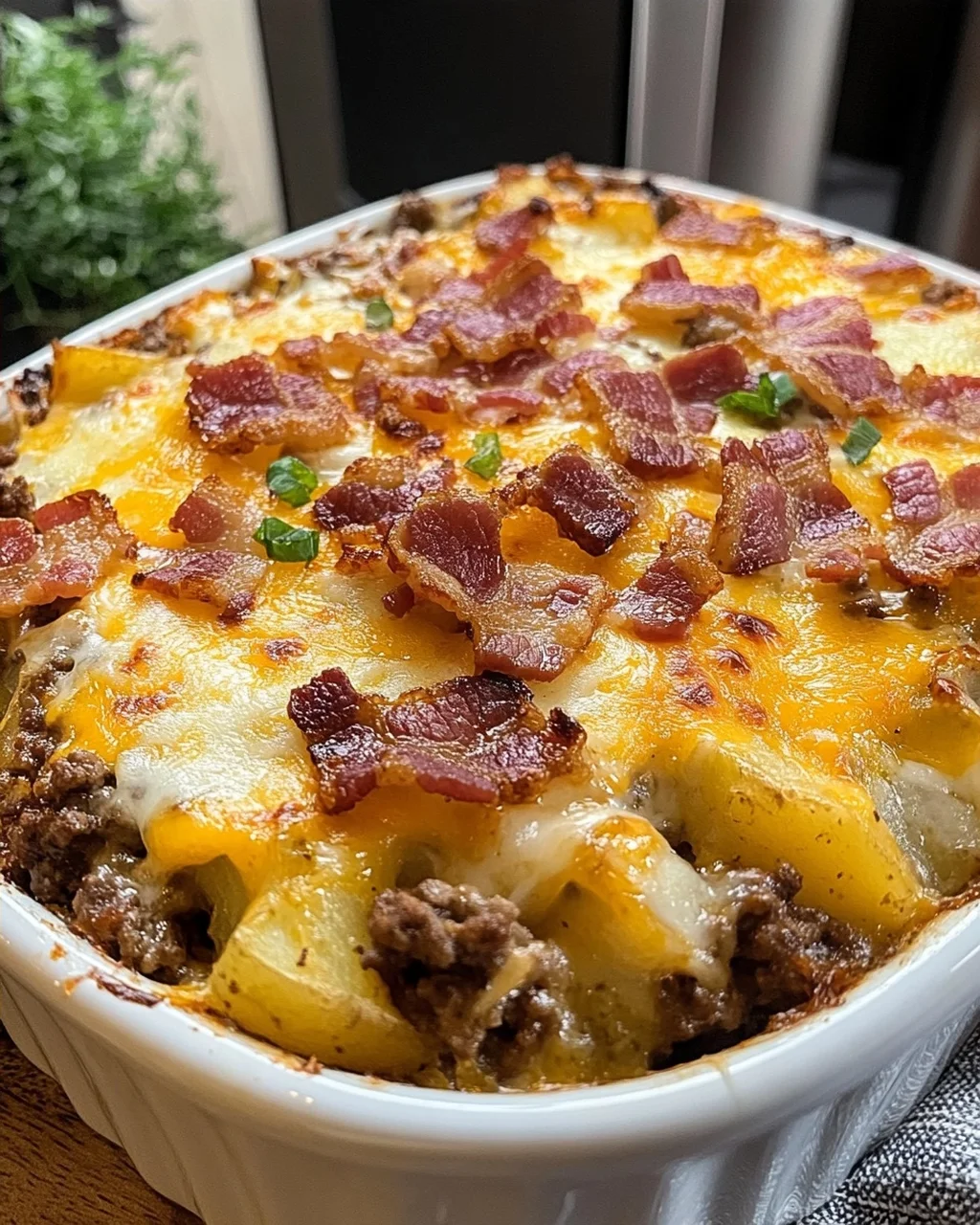 Cheesy Bacon Cheeseburger Potato Casserole