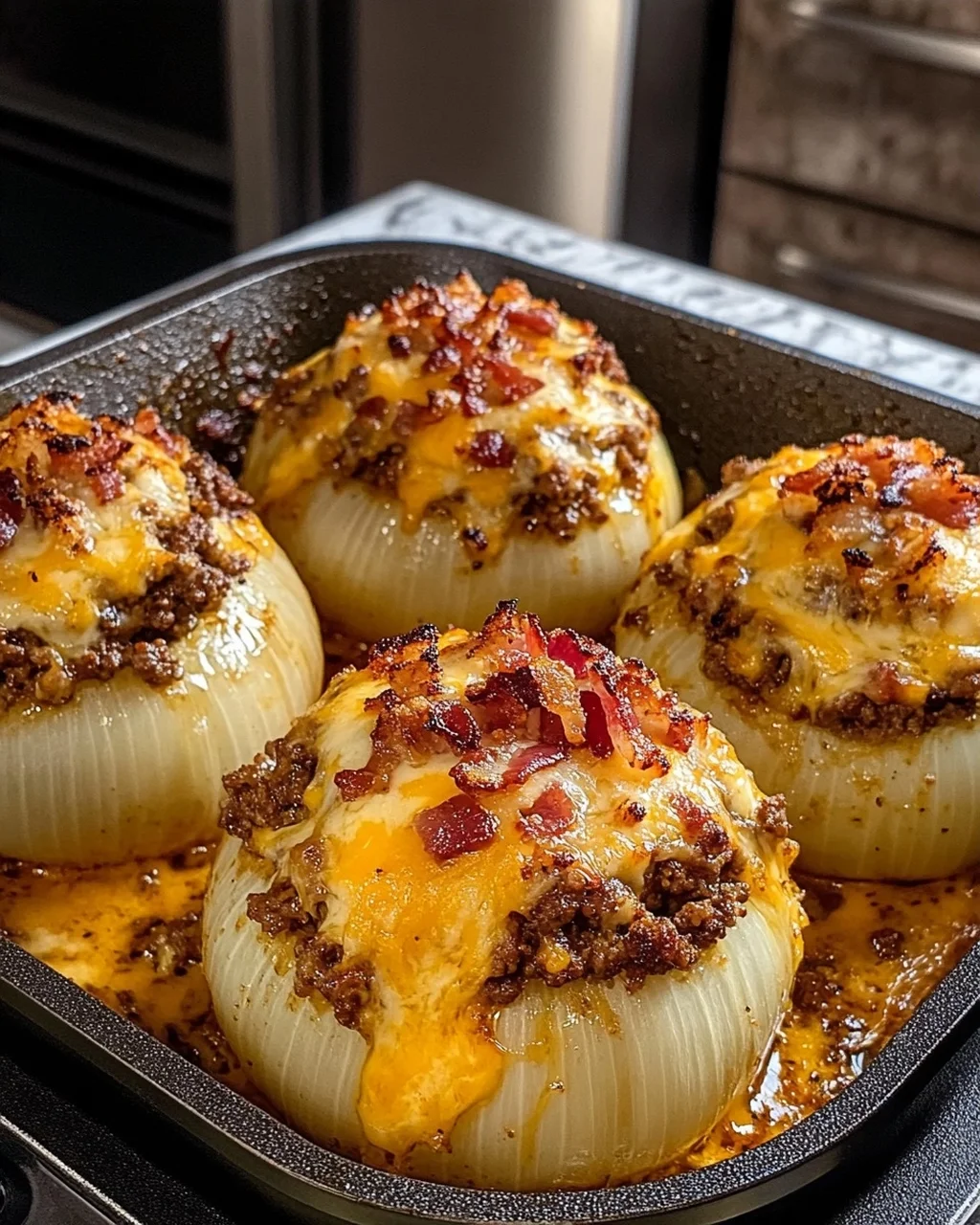 Cheesy Bacon Stuffed Onions
