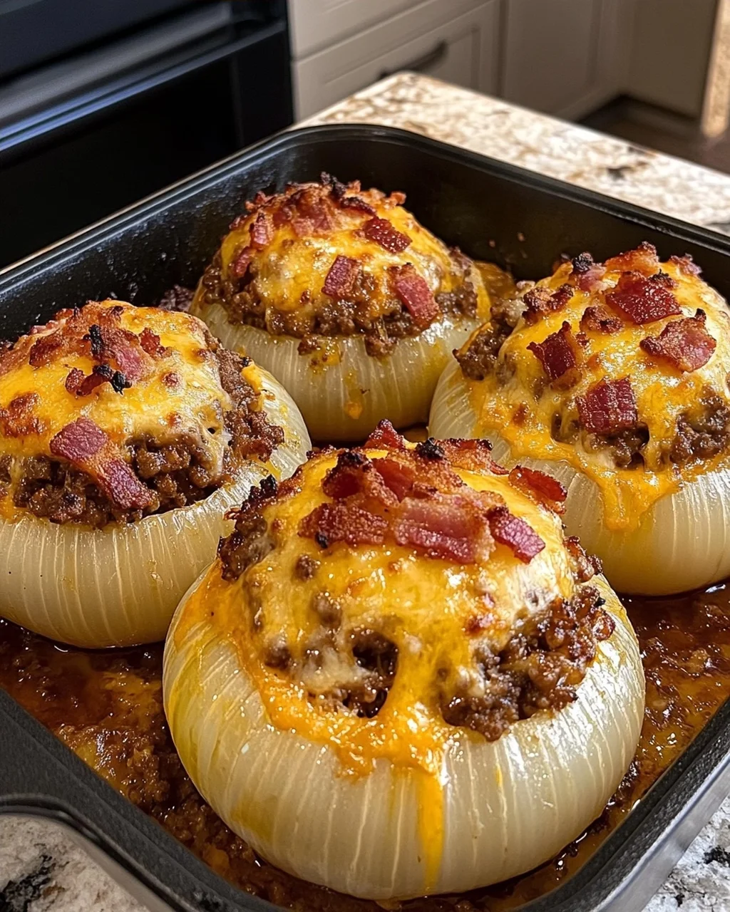 Cheesy Bacon Stuffed Onions