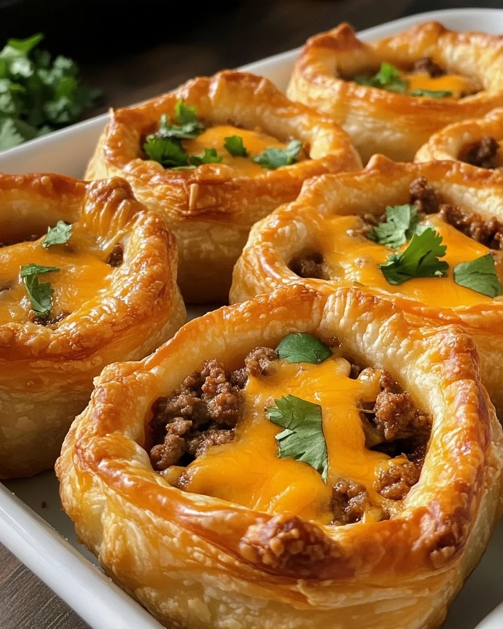 Cheesy Beef Taco Puff Pastry Cups