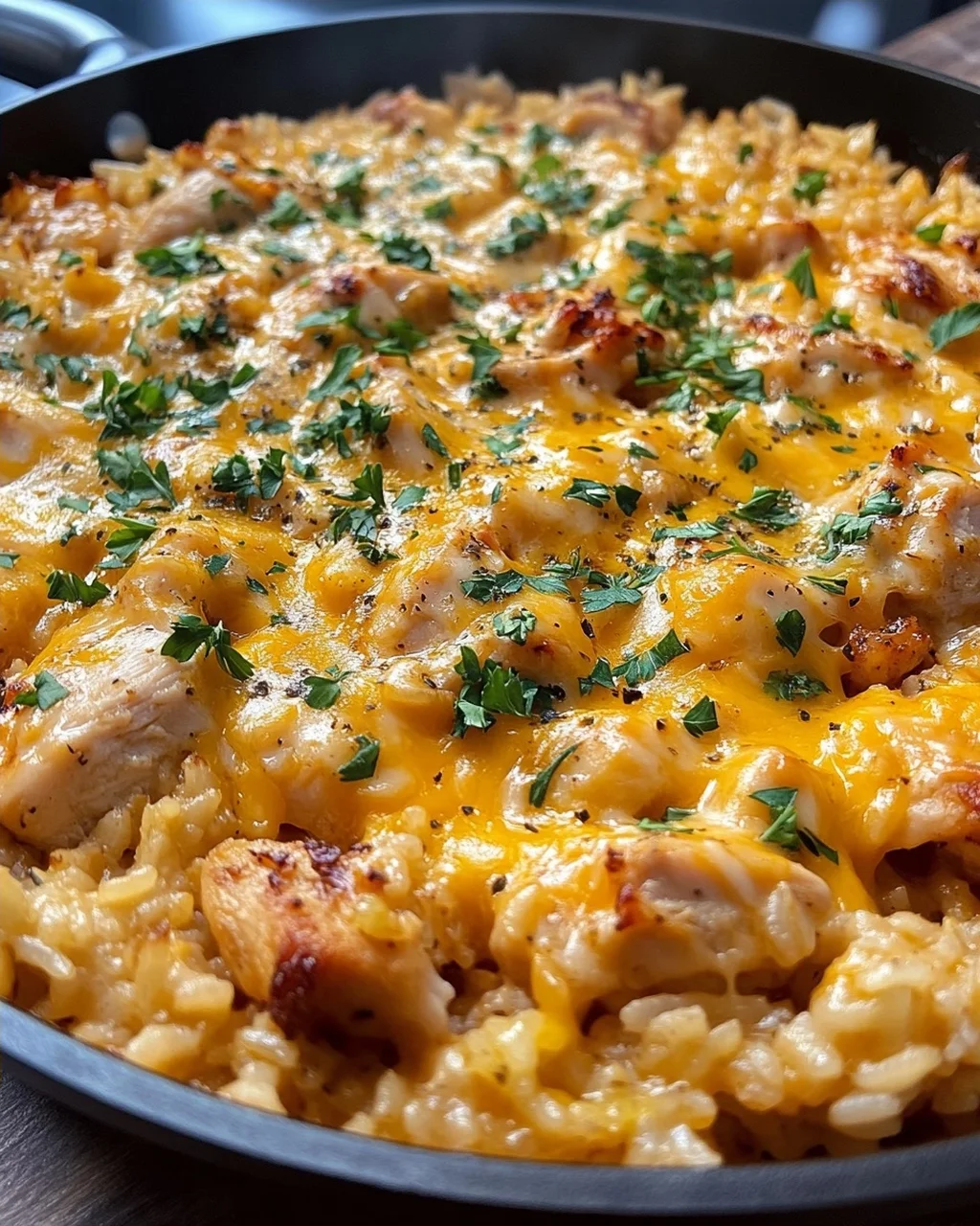 Cheesy Chicken and Rice Skillet
