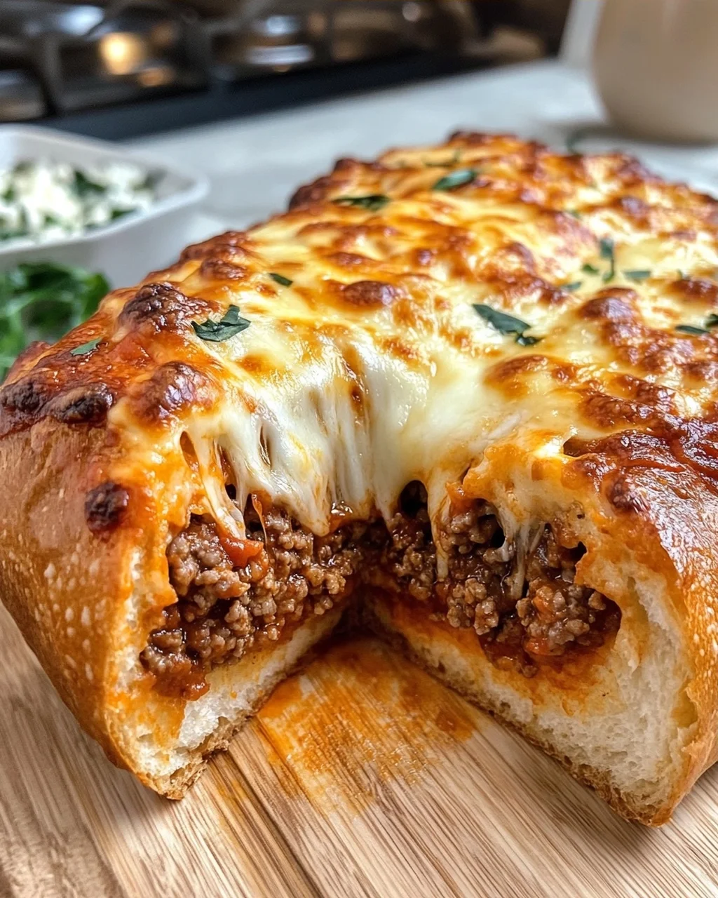 Cheesy Meat Stuffed Bread