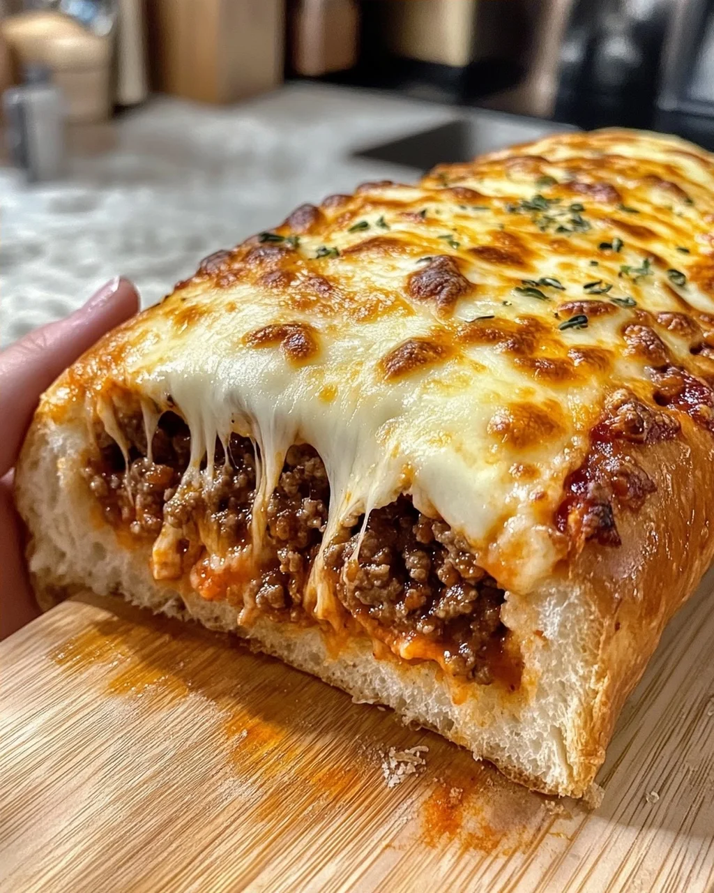 Cheesy Meat Stuffed Bread