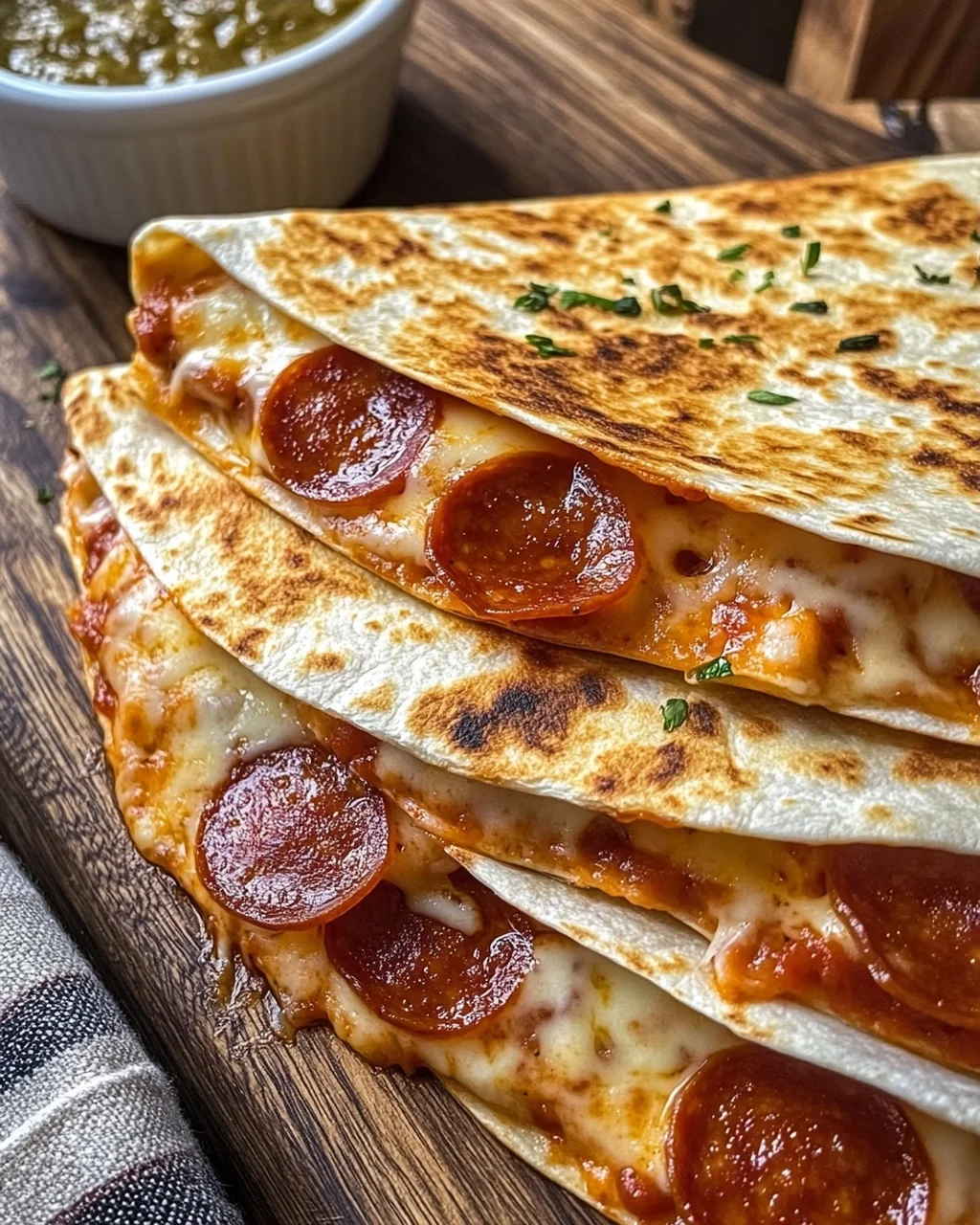 Cheesy Pepperoni Pizza Quesadillas