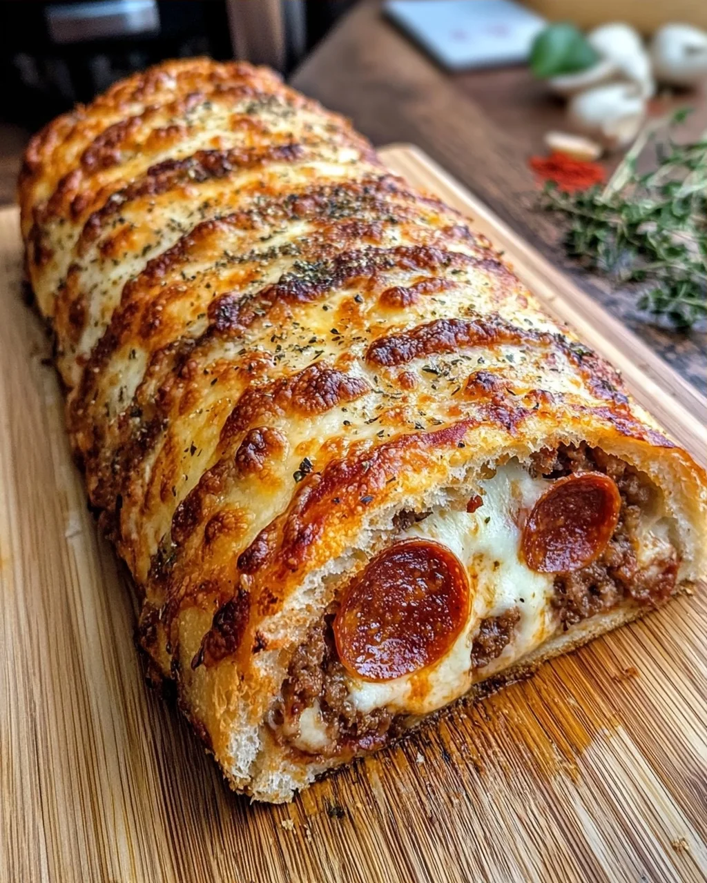 Cheesy Pepperoni & Sausage Stuffed Stromboli