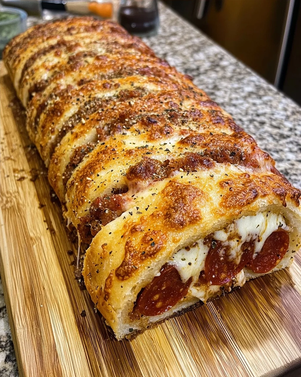 Cheesy Pepperoni & Sausage Stuffed Stromboli