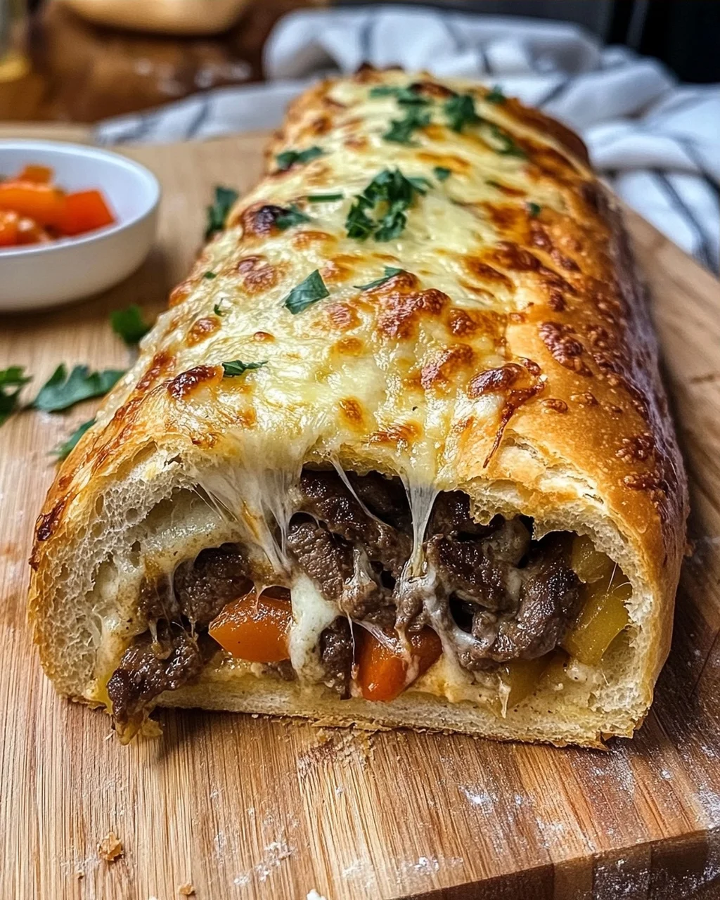 Cheesy Philly Cheesesteak Stromboli