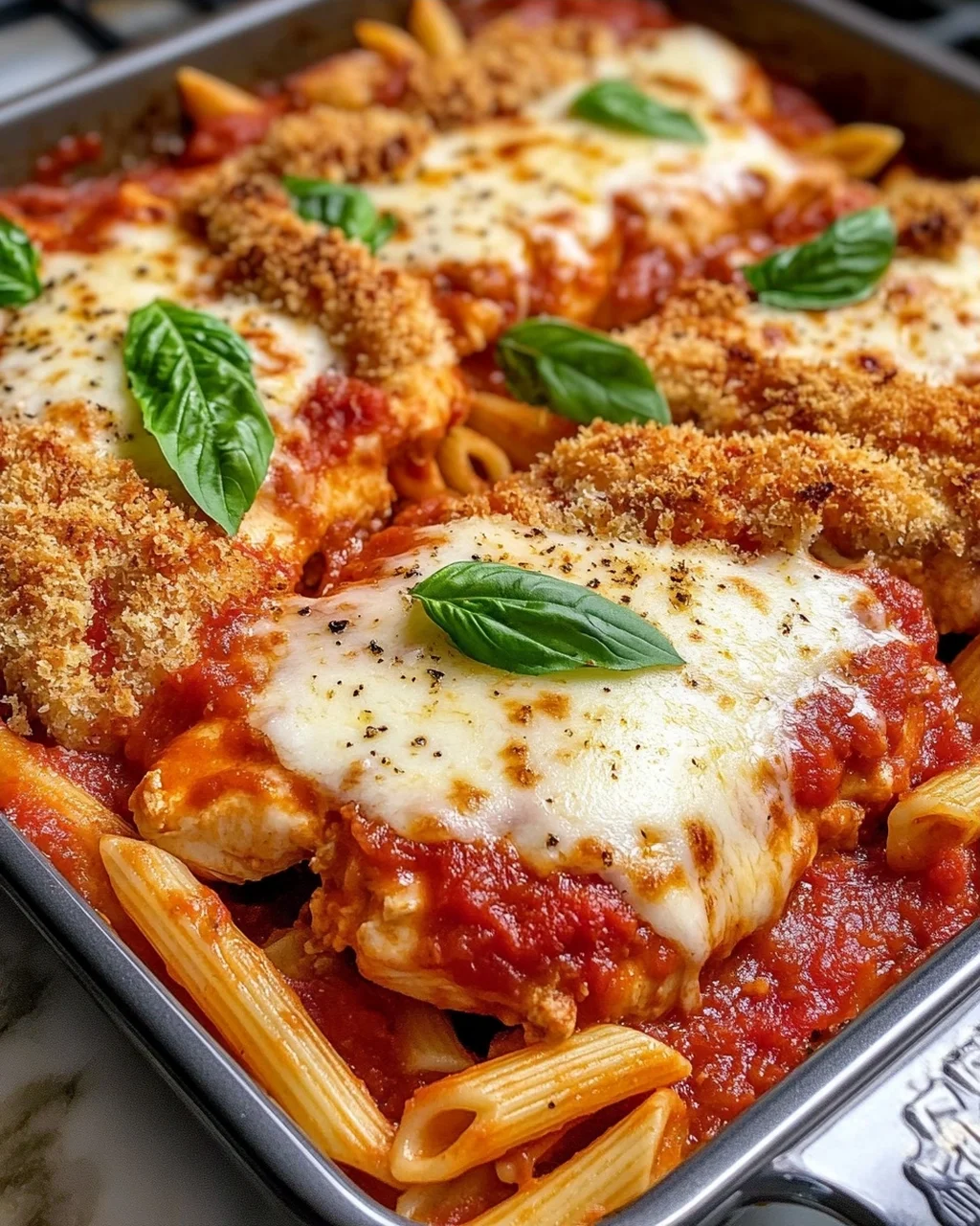 Chicken Parmesan Pasta Bake