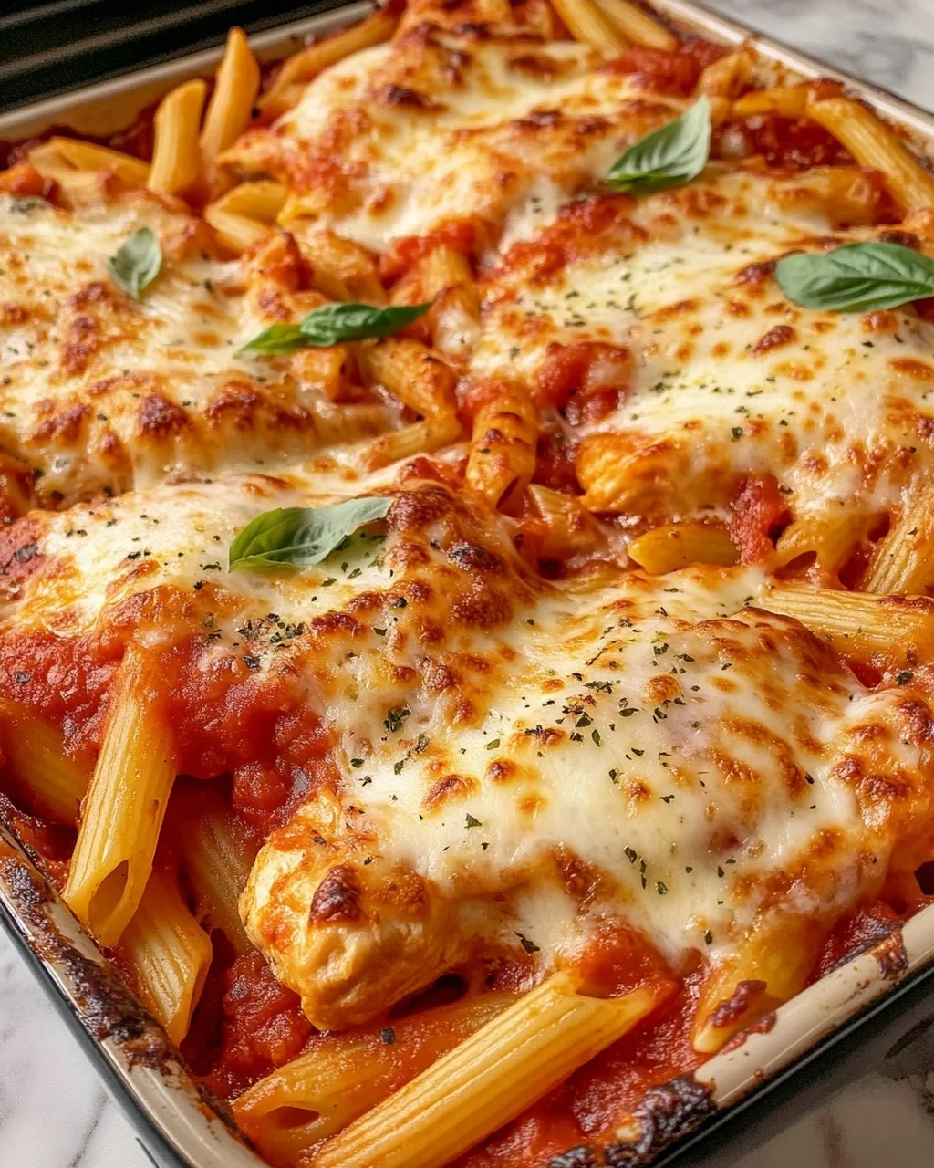 Chicken Parmesan Pasta Bake