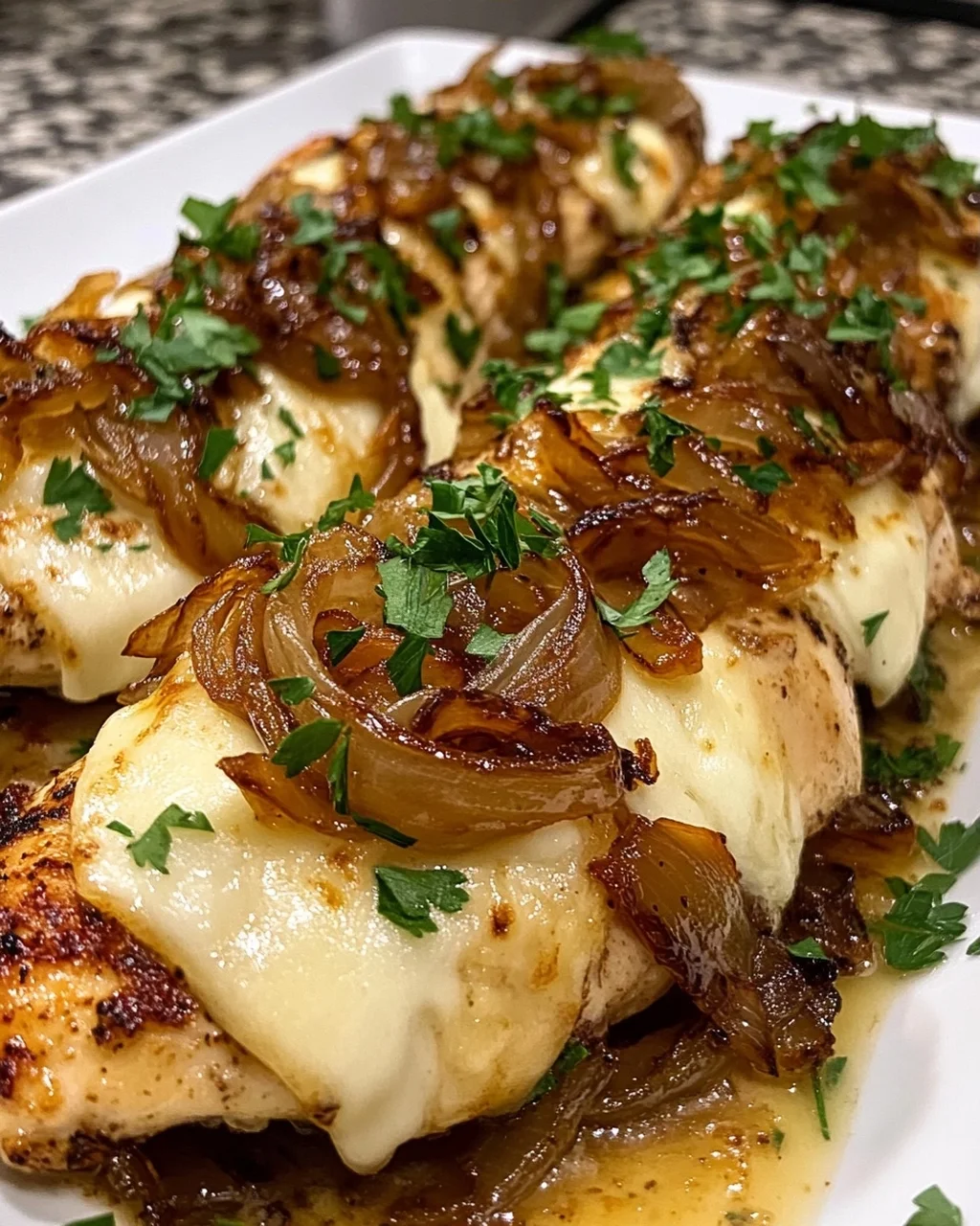 Chicken with Caramelized Onions and Cheese