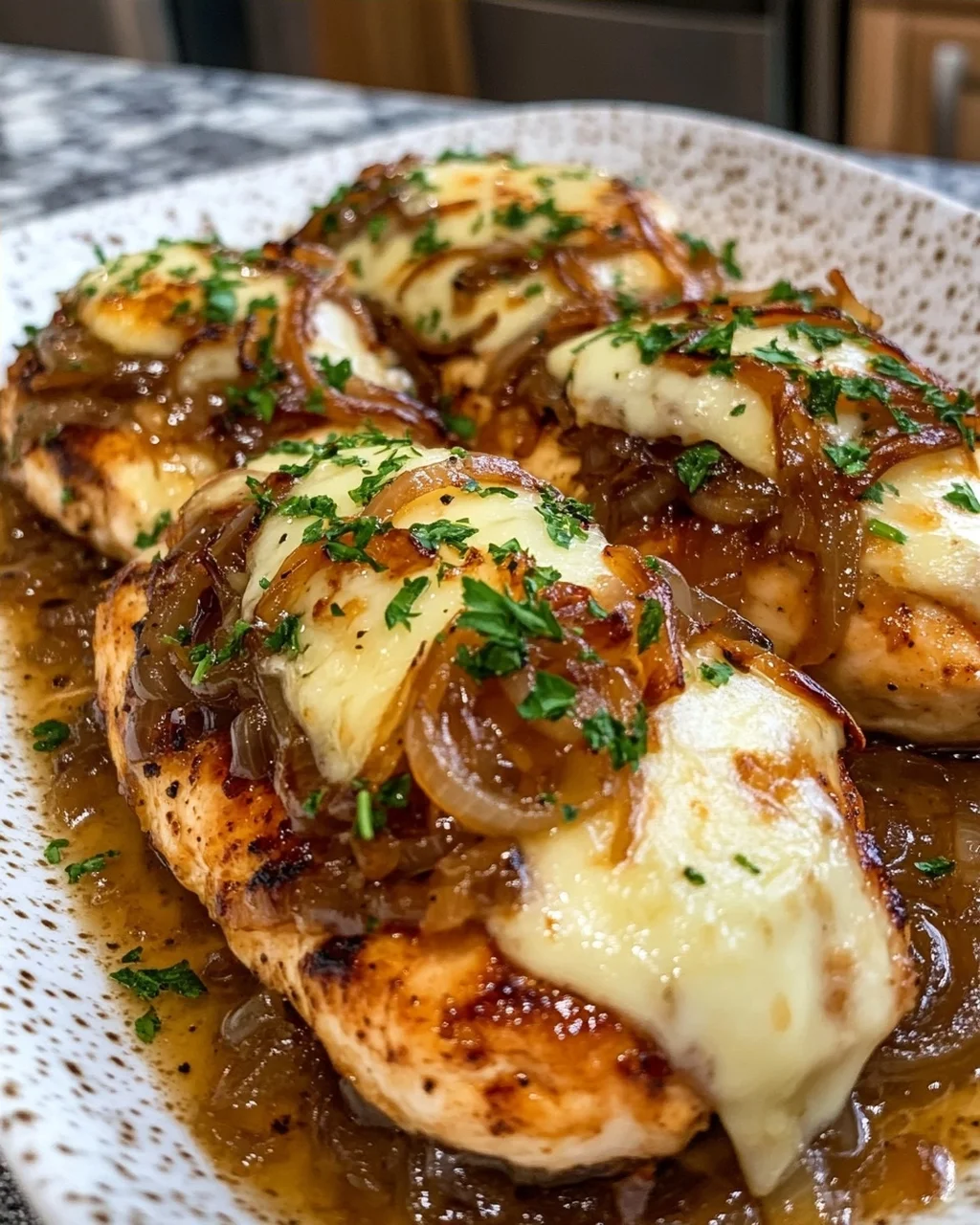 Chicken with Caramelized Onions and Cheese