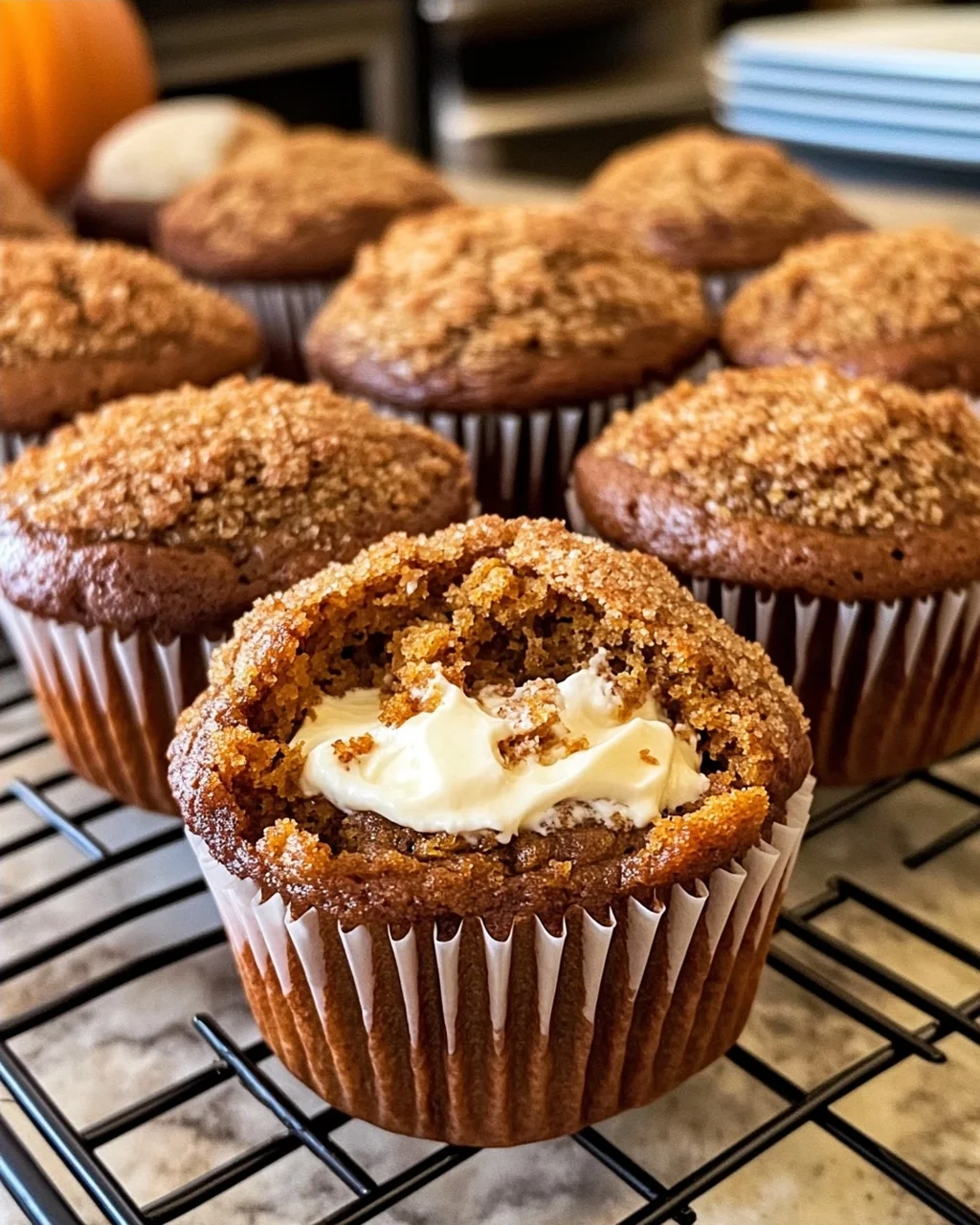 Cream Cheese Stuffed Pumpkin Muffins