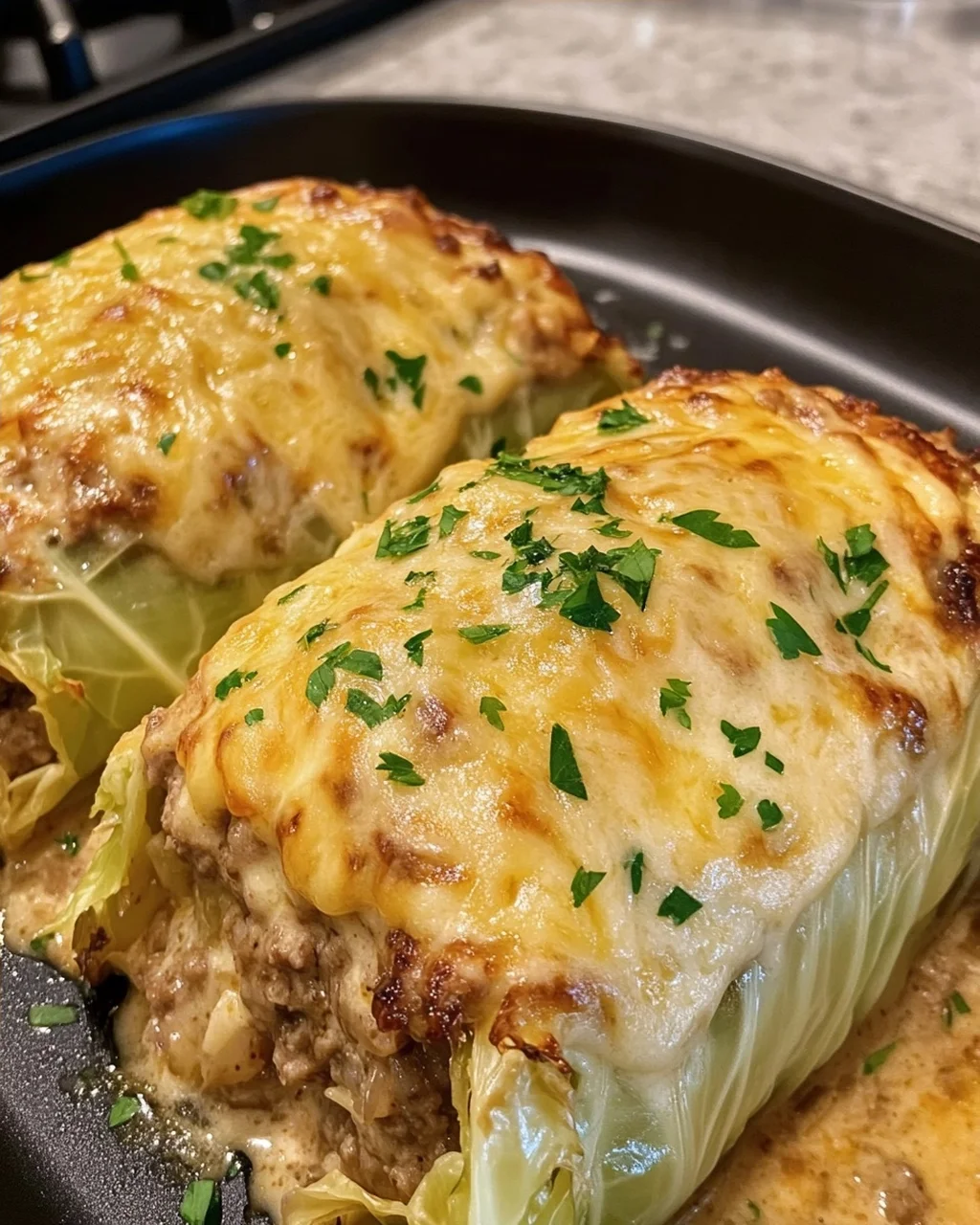 Creamy Garlic Parmesan Cabbage Rolls