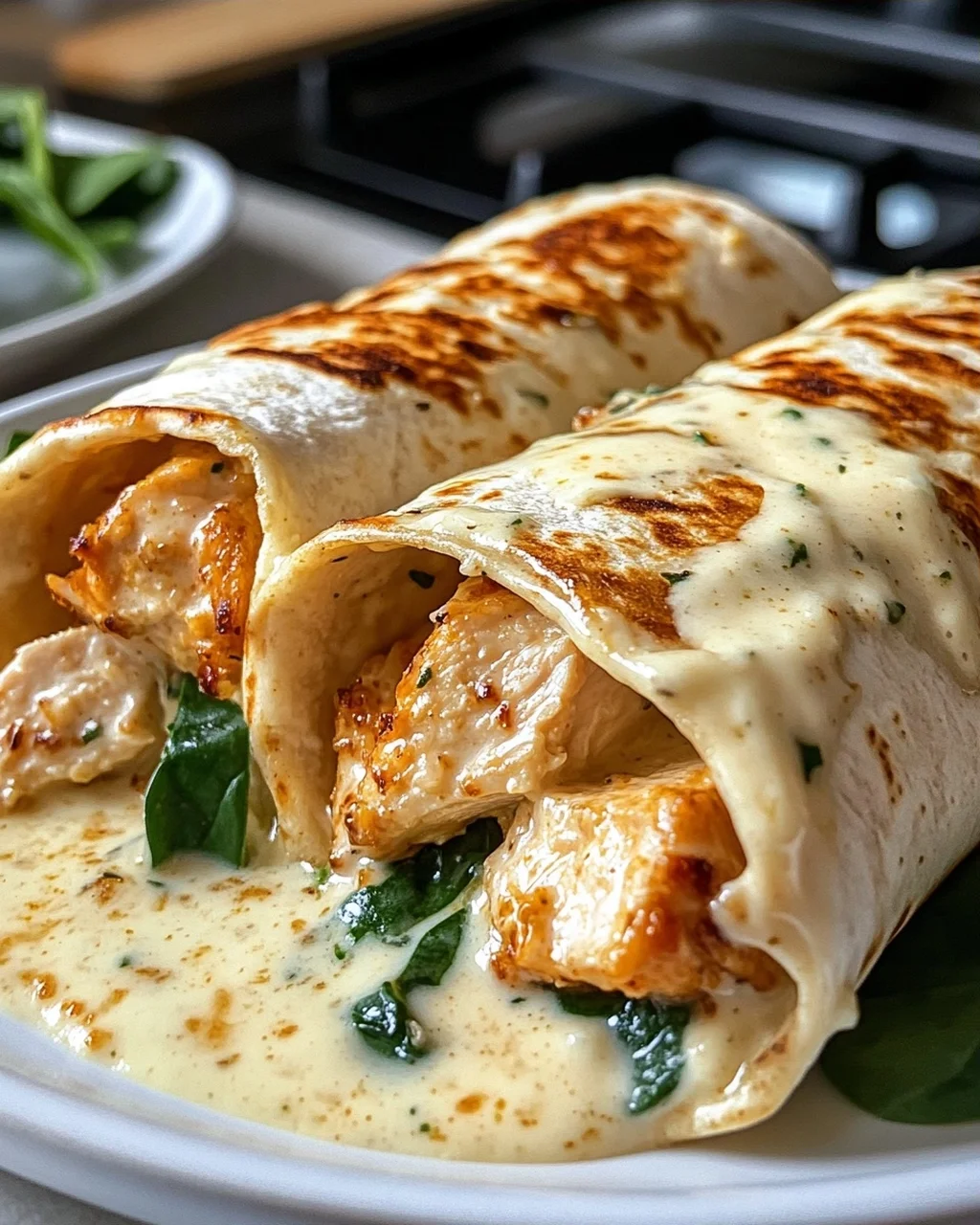 Creamy Garlic Parmesan Chicken Wraps