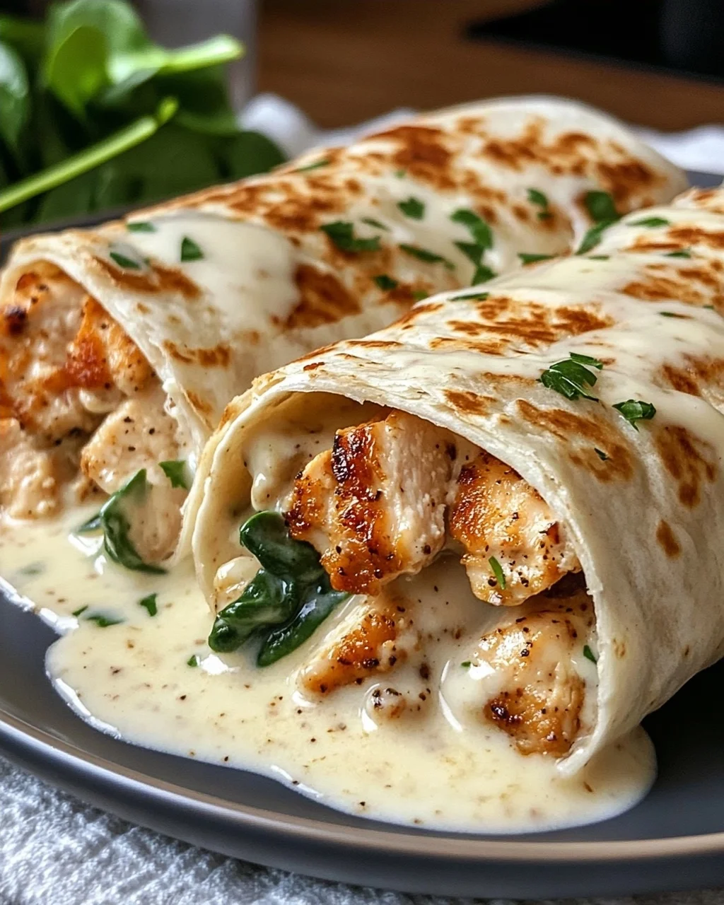 Creamy Garlic Parmesan Chicken Wraps