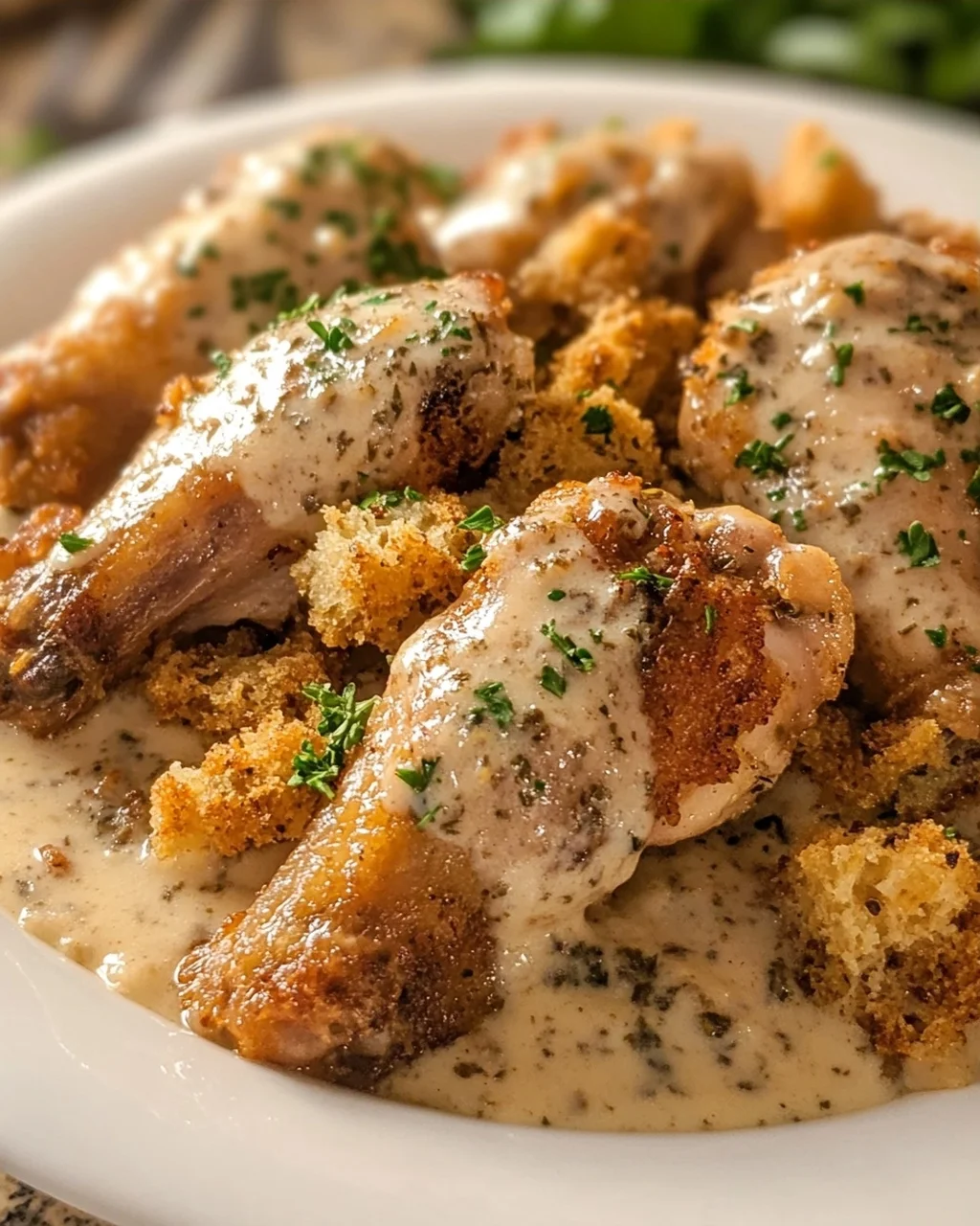 Creamy Slow Cooker Chicken Wings & Stuffing