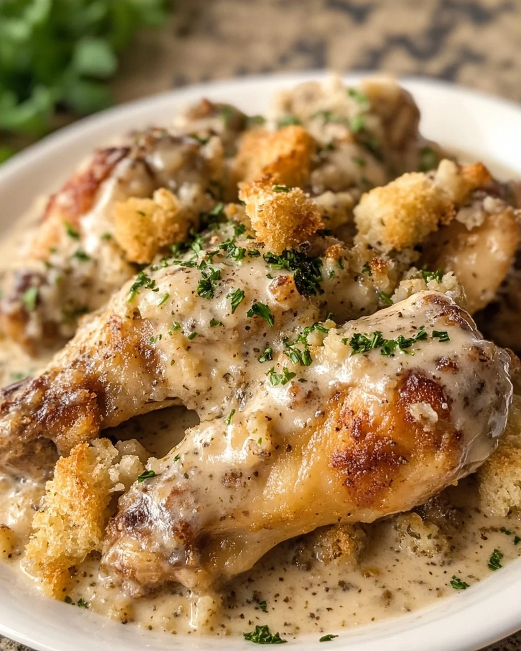 Creamy Slow Cooker Chicken Wings & Stuffing