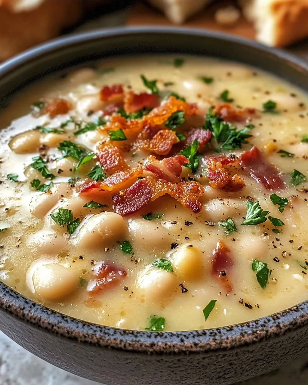 Creamy White Bean and Bacon Soup