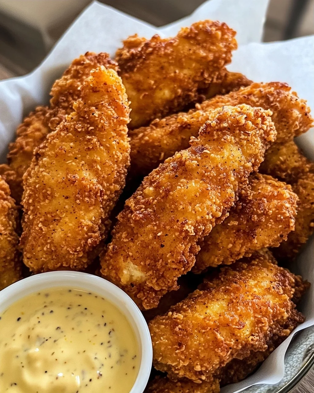 Crispy Fried Chicken Tenders with Dipping Sauce