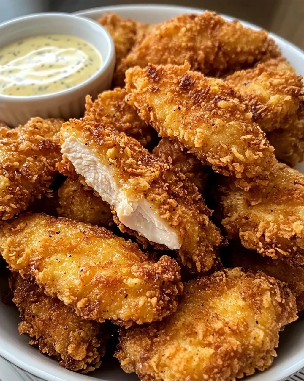 Crispy Fried Chicken Tenders with Dipping Sauce