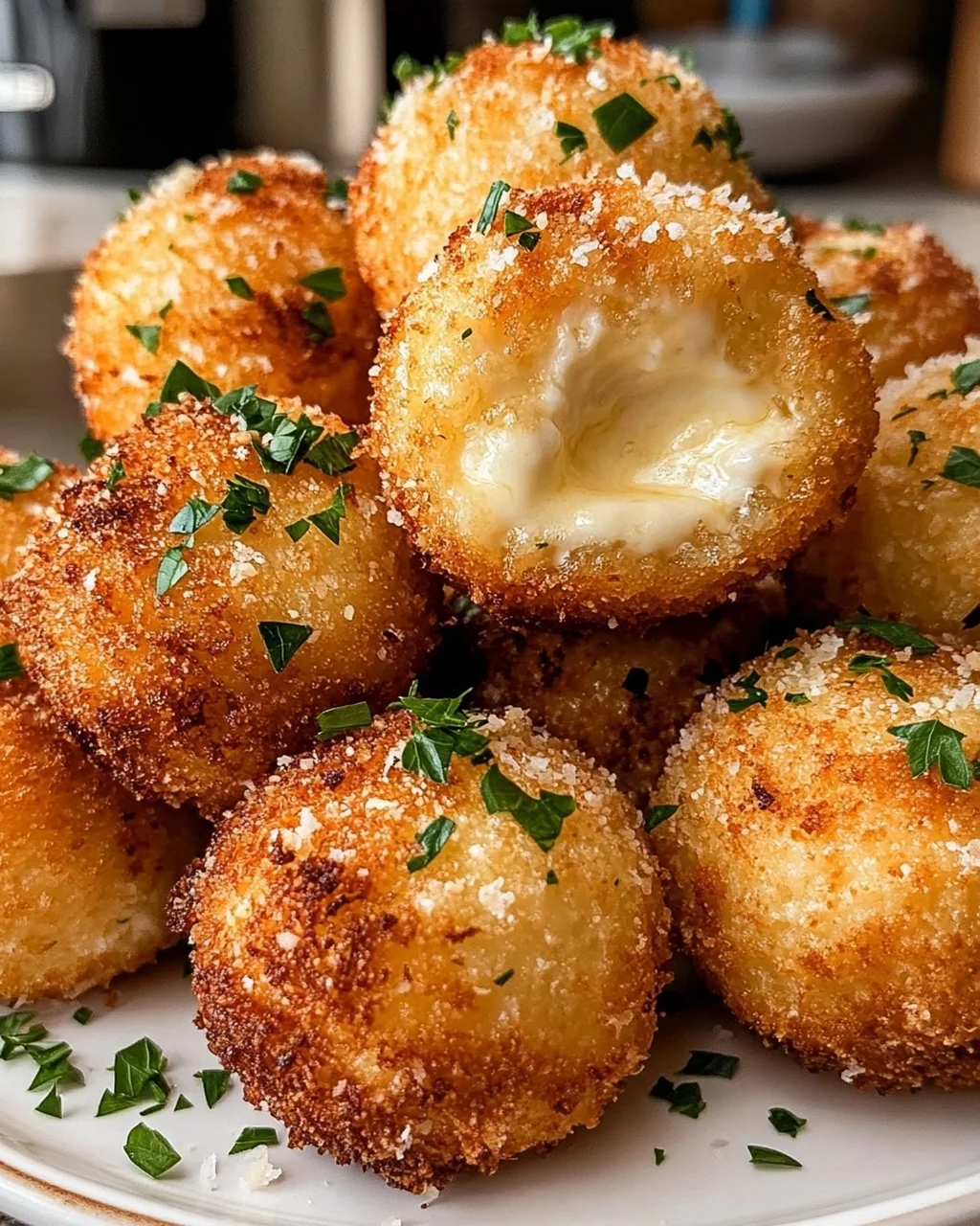 Crispy Garlic Parmesan Mozzarella Balls