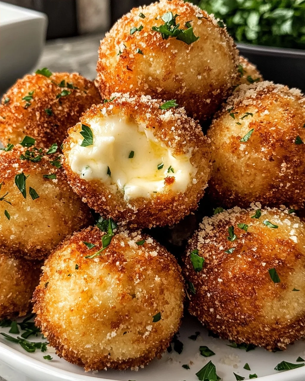 Crispy Garlic Parmesan Mozzarella Balls