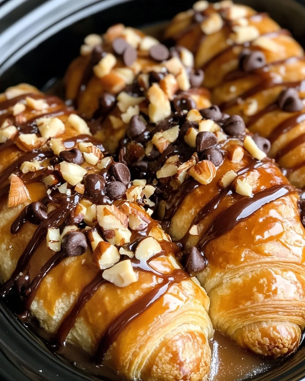 Crockpot Caramel Chocolate Chip Croissants