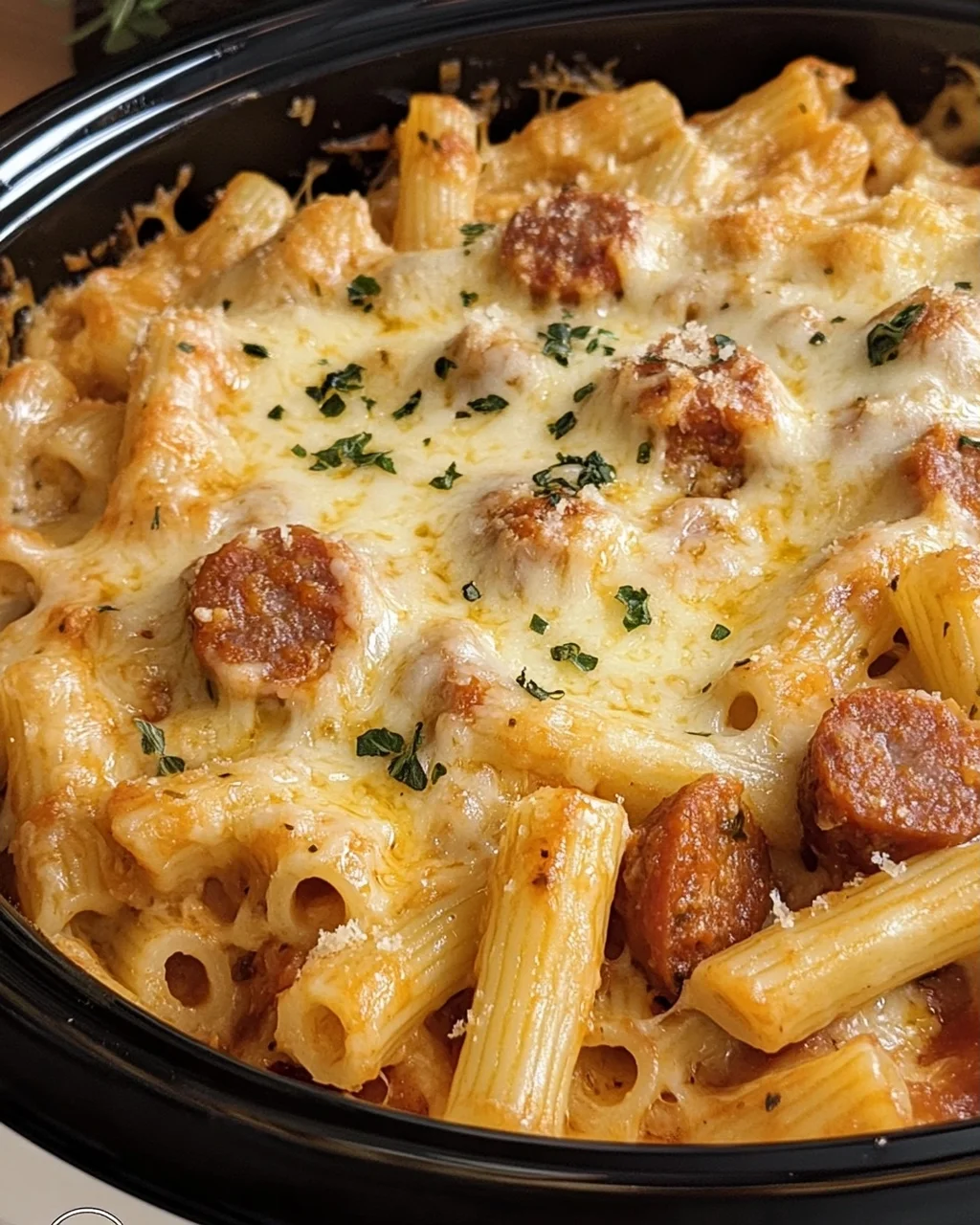 Crockpot Cheesy Sausage Pasta