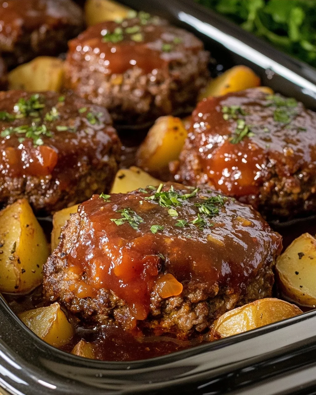 Crockpot Mini Meatloaves with Potatoes