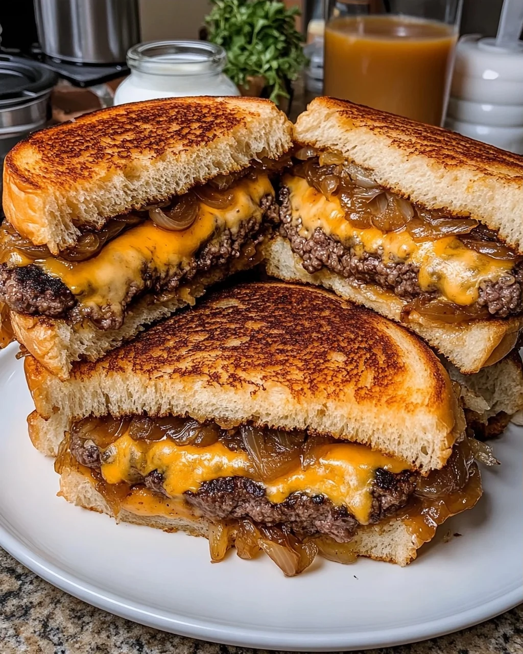 Double-Decker Patty Melt Grilled Cheese