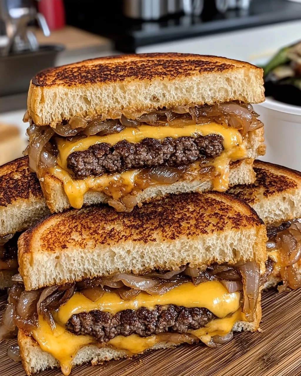 Double-Decker Patty Melt Grilled Cheese
