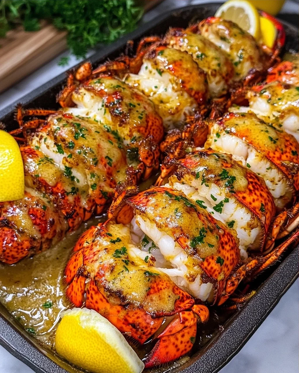 Garlic Butter Baked Lobster Tails