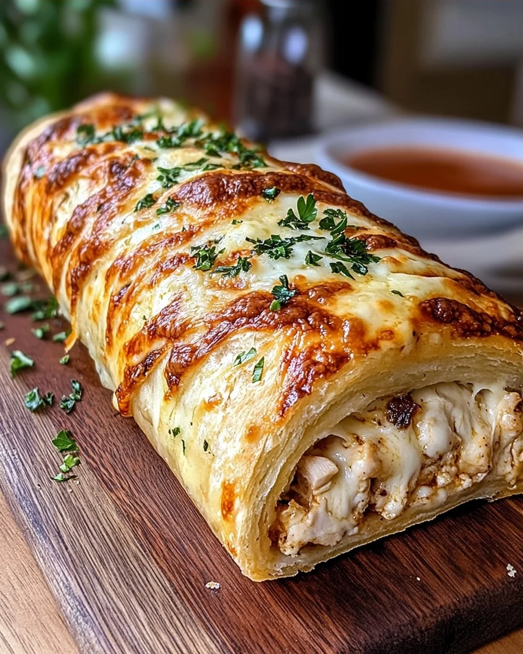 Garlic Butter Chicken & Mozzarella Stuffed Stromboli