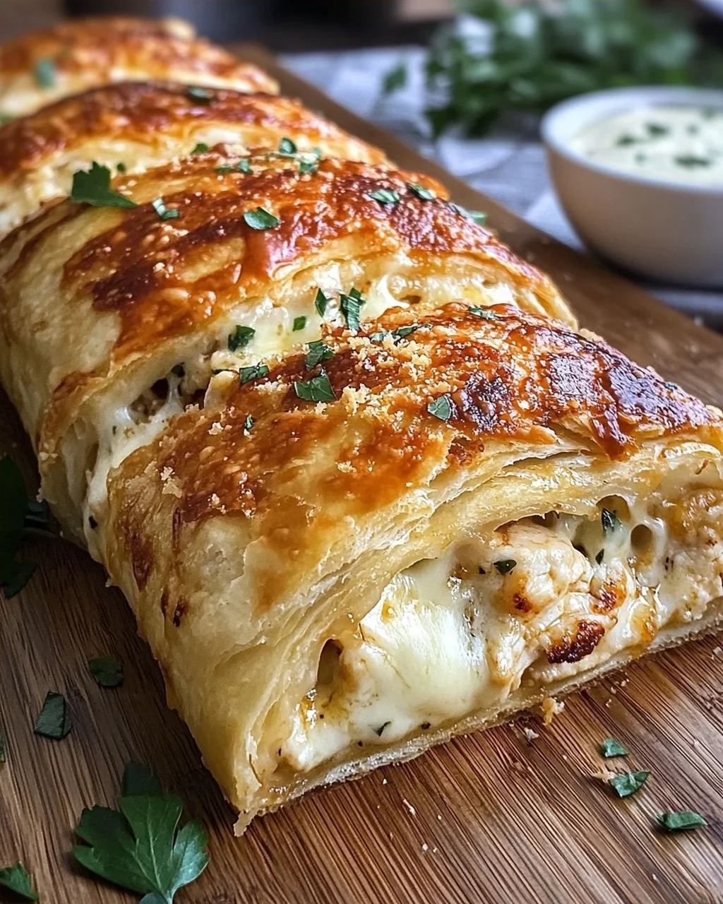 Garlic Butter Chicken & Mozzarella Stuffed Stromboli