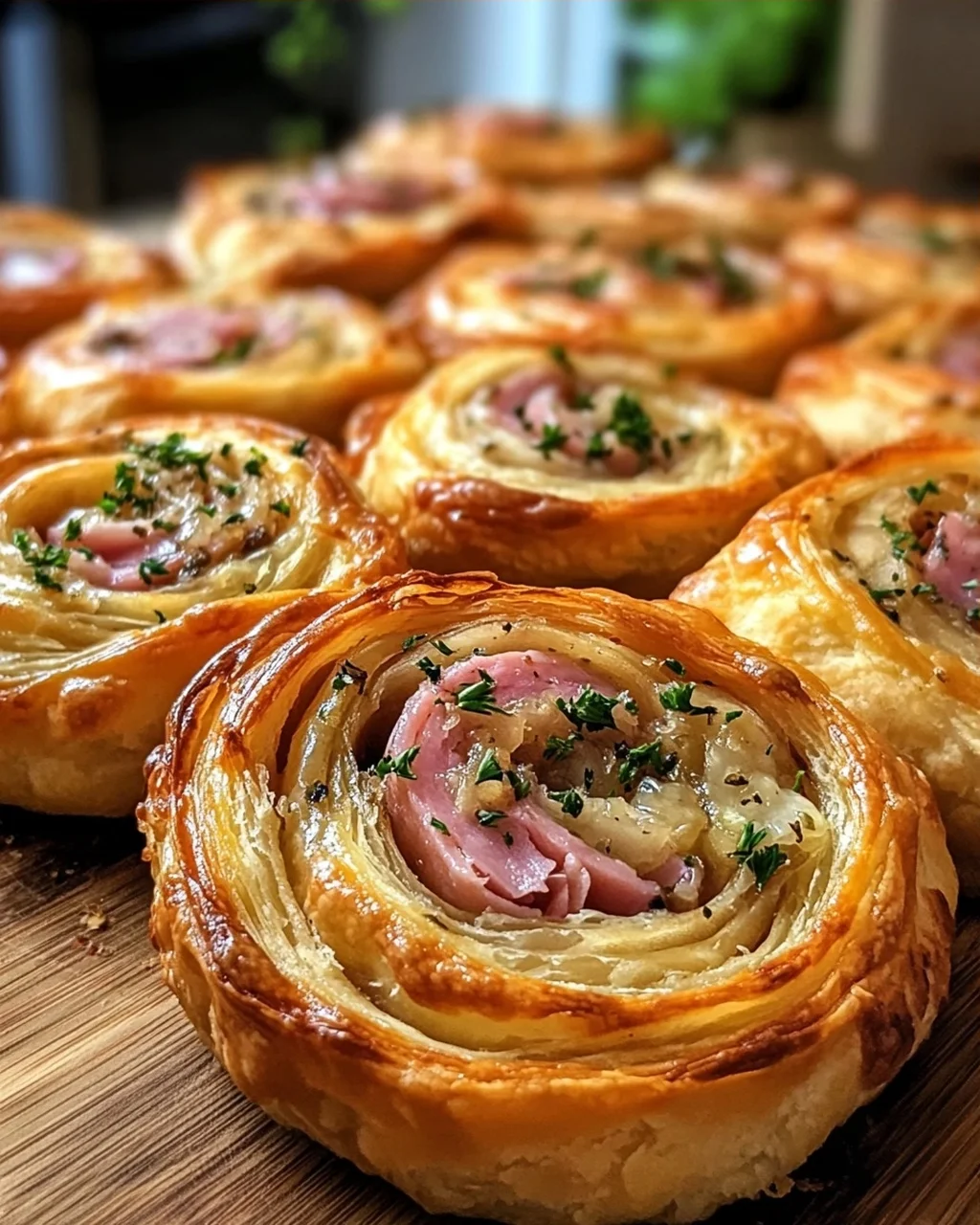Ham and Sauerkraut Puff Pastry Pinwheels