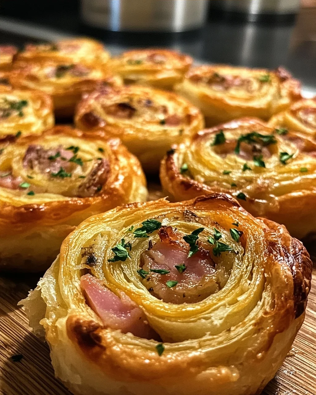 Ham and Sauerkraut Puff Pastry Pinwheels