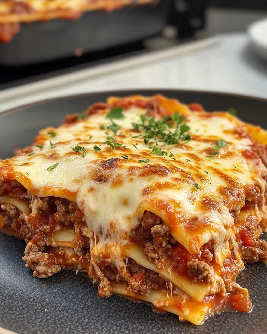 Lasagna with Meat Sauce and Melted Cheese
