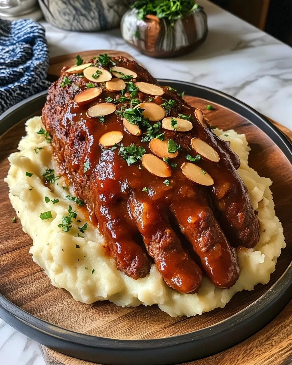 Meatloaf Hand with Mashed Potatoes